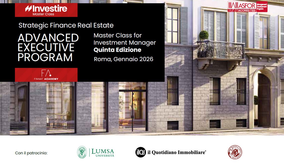 Master “Strategic Finance Real Estate” di Investire, anche quest’anno con il patrocinio di AREL